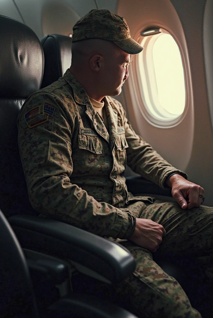 Artwork of male soldier sleeping in a spaceship