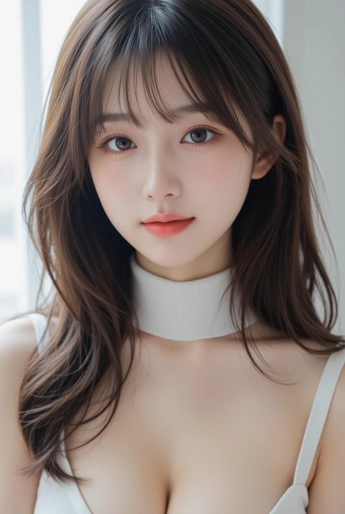 ((best quality)), ((masterpiece)), (detailed), perfect face. Asian girl. Tanktop. Bedroom Wall. Low lighting. Armpit.