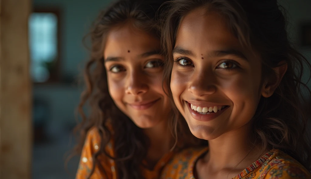 An indian girl with hair and a boy with medium long hair taking selfie 