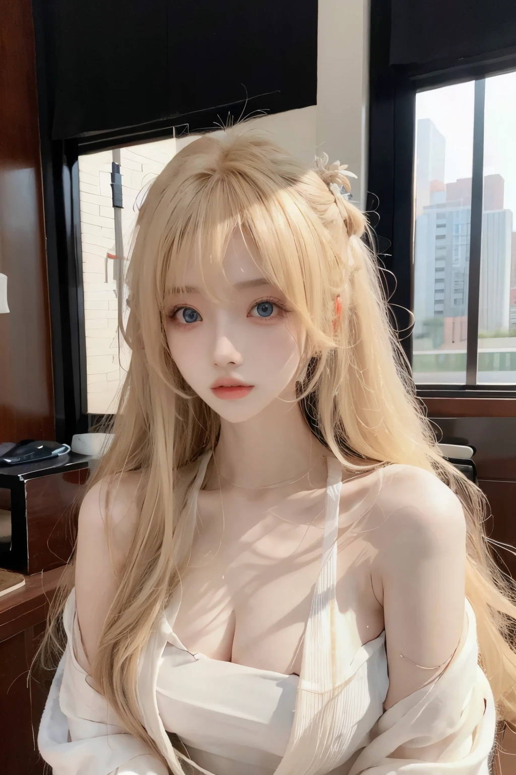 Portrait、、Bright expression、Young, lustrous, glowing, white skin、The best beauty、Blonde reflection、piper peri , Platinum blonde hair with dazzling highlights、Shiny and shiny hair,、Super long silky straight hair、Shiny beautiful bangs、Big, bright, light blue eyes that shine beautifully、Very big eyes、Very beautiful nice cute 15 year old beautiful girl、Ample Bust、The skin is delicate,Head up,Giant Mouth,look at me,((full throat),((breathe)),(Throat),Sweat,Interrupt),the dress is dripping,super low neck dress,No underwear,Pantyless,Water spray、bangs over eyes、片bangs over eyes、Bangs between the eyes、Small Face Beauty、Cheek gloss highlighter、Small Face Beauty、Round face