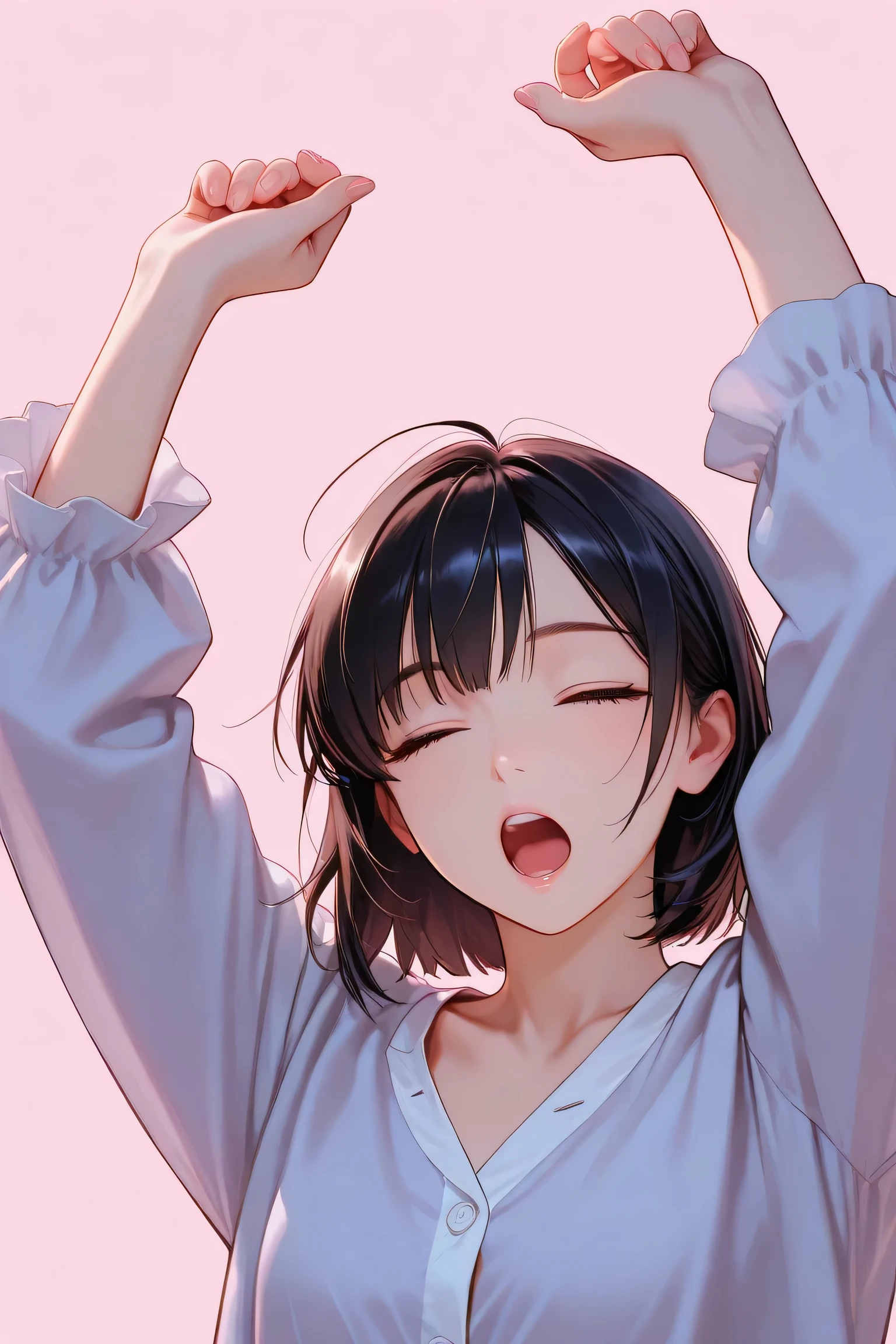 looking ahead,from above,slouch,handjob,side view,face focus,open mouth,tongue out,cum on tongue,Licking a white dildo,(1girl,Beautiful 14 year old girl),((Slender,Small breasts,Baby Face,Small face,)),looking at viewer,Black Hair,bangs,two side up,Gray Eyes,Drooping eyes,slit pupils,narrow eyes,ollarbone,white t-shirt,off-shoulder look,Denim mini skirt,Beautiful and detailed anime art,Mischievous smile,Dimly lit room,Simple Background,Gray background,Low lighting