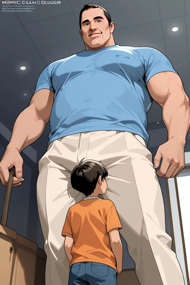 2 children,locker room,muscle size difference,stupid,soft shading, mbbbbb