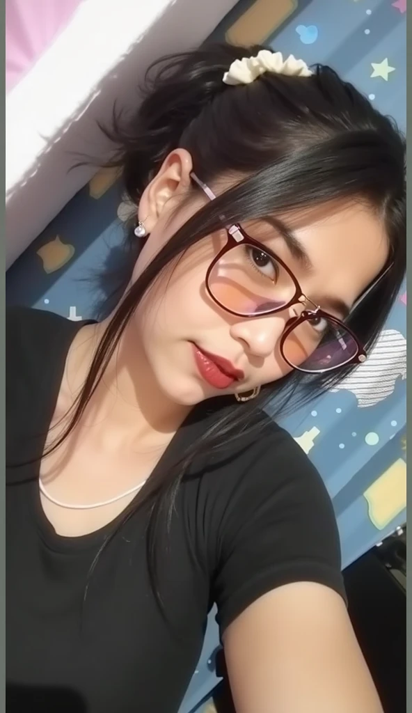 a close up of a woman wearing glasses and a blue dress, 2 2 years old, 21 years old, 18 years old, 2 3 years old, 2 4 years old, 2 7 years old, angelawhite, 2 8 years old, violet myers, mia khalifa, 2 0 years old, 20 years old, 1 6 years old