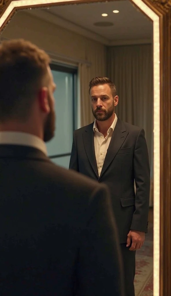A gay man in suit watching his boyfriend in jealousy standing at the corner while his boyfriend is in jacuzzi