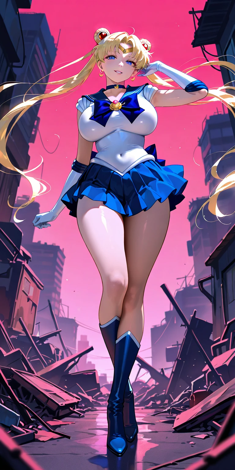 (La mejor calidad,A high resolution,Ultra - detallado,actual),Selena Gomez ,(Fondo de ruinas de mazmorra en ruinas cyberpunk :1.4 ), (Uniformes de sailor moon senshi:1.4), cabello verde oscuro, cabello mediano, Falda suplicante, (Guantes blancos de codo:1.1), joya, pecho mediano, dynamic background, dynamic posture,More detailed 8K.motor irreal:1.4,HD,La mejor calidad:1.4, fotorrealista:1.4, textura de la piel:1.4, obra maestra:1.8,obra maestra, mejor calidad,objeto Objeto], (rasgos faciales detallados:1.3),(dedos detailed :1.4 ),(Apocalyptic city destroyed:1.7), gargantilla, (Guante Blanco:1.4), gargantilla verde, Arboledas de codos, joya,(fondo atardecer:1.4),(sailor moon Neptuno:1.4),(pose vaquero :1.4), (ojos hermosos verdes :1.4), ,( ciberpunk 2.1), (estilo kawaii :1.4), ,(Fondo de ruinas de mazmorra en ruinas cyberpunk :1.4 ), (cinematic lighting :1.4), (perfect anatomy V2.1), (looking at viewer:1.25), (Selena Gomez :1.4), (Selena Gomez V2.1), (neon cyberpunk V2.1),( fondo Luna brillante grande :1.4) 