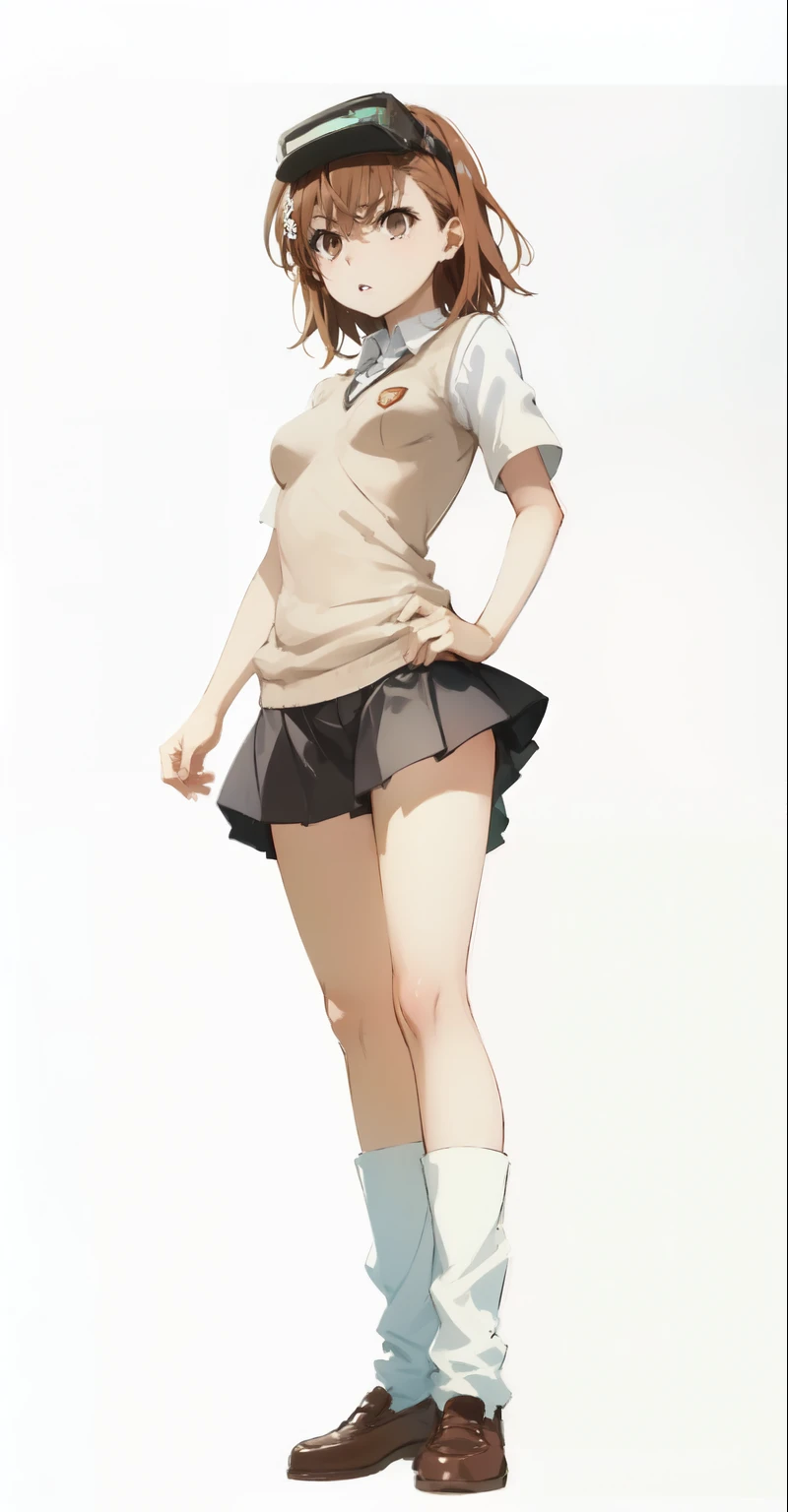 Misaka_Mikoto, brown eyes, serious, parted lips, pretty face