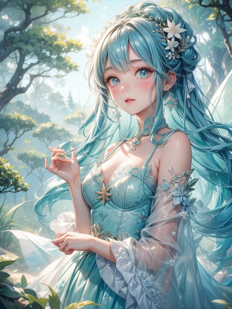 (Realistic),masterpiece,best quality,cinematic lighting,natural shadow,highest detail,professional photography,detailed background,depth of field,insane details,intricate,aesthetic,detailed face,subsurface scattering,looking at viewer,Fish-Eye Lens,
edgwrench,1girl,solo,photo of a cute girl,full body,light smile,charming,20yo,Top Knot Hair.side undercut,Mint green hair,Hand on chin pose,Coral Orange dress,wearing edgwrench,embroidery,ribbons,flower_style,
<lora:add_detail:1>,<lora:Better light:1>,<lora:edgWrenchDress:0.8>,<lora:MyceliumTech:1>,myceliumtech,scifi,Psychedelic,Mycelia,spongy, awarded, naive, positive, lucid, inspirational, full color, glowing, intricate, perfect composition, aesthetic, sharp focus, fine detailed