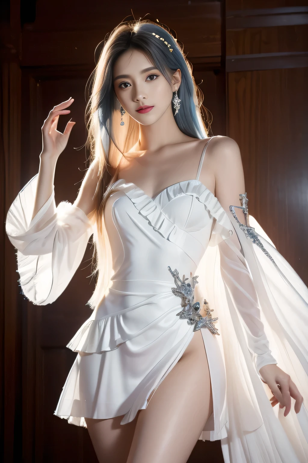Imperial sister,A detailed eye,Snow Queen,put the crown on your head,Detailed facial expressions,Ripe body,Tall figure,the number,legs long,4K,k hd,fleshy feeling,White translucent lace,Fair and plump figure,Nice face,Cherry small mouth,beautiful and delicious(3D royal sister),a plump buttocks,gloss gel coat,Dress luxuriously,gem queen