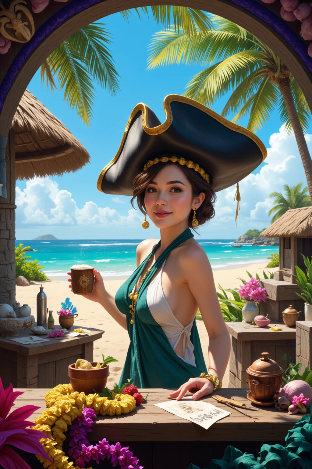 a picture of a mature woman reading a book on the beach during summer vacation, a beautiful mature woman, dynamic hair color, dynamic hair style, dynamic skin complexion, reading a book at the beach, wearing light dress, beach at summer time, (exotic cocktail drink: 1.1), sunny day, fantasy beach background,  a sense of relaxion, a sense of bliss, calm atmosphere,  , high details, best quality, 16k, [ultra detailed], masterpiece, best quality, (extremely detailed), dynamic angle, ultra wide shot, photorealistic, ((fantasy art)) ultra best realistic, best details, best quality, 16k, [ultra detailed], masterpiece, best quality, (extremely detailed), photorealism, depth of field, hyper realistic