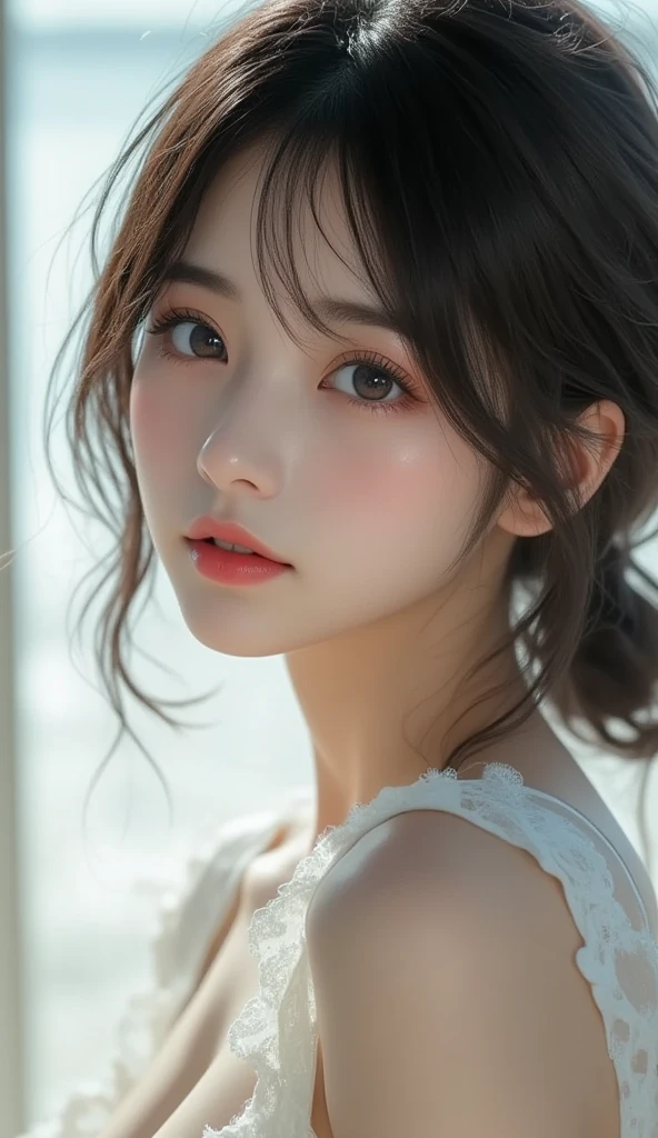 cute big breasts&age girl\(The Idolmaster\),(8K,RAW photogr,Best quality,tmasterpiece:1.2),ultra - detailed,超高分辨率,(realistically,Shoot real:1.2),highdetailRAWcolorphoto,profesional photo,depth of fields,Extremely Delicately Beautiful,The is very detailed,8k wallpaper,wetted skin,photore,soft focus,Strangely,Studio lights up,perfect body figure,The background is random