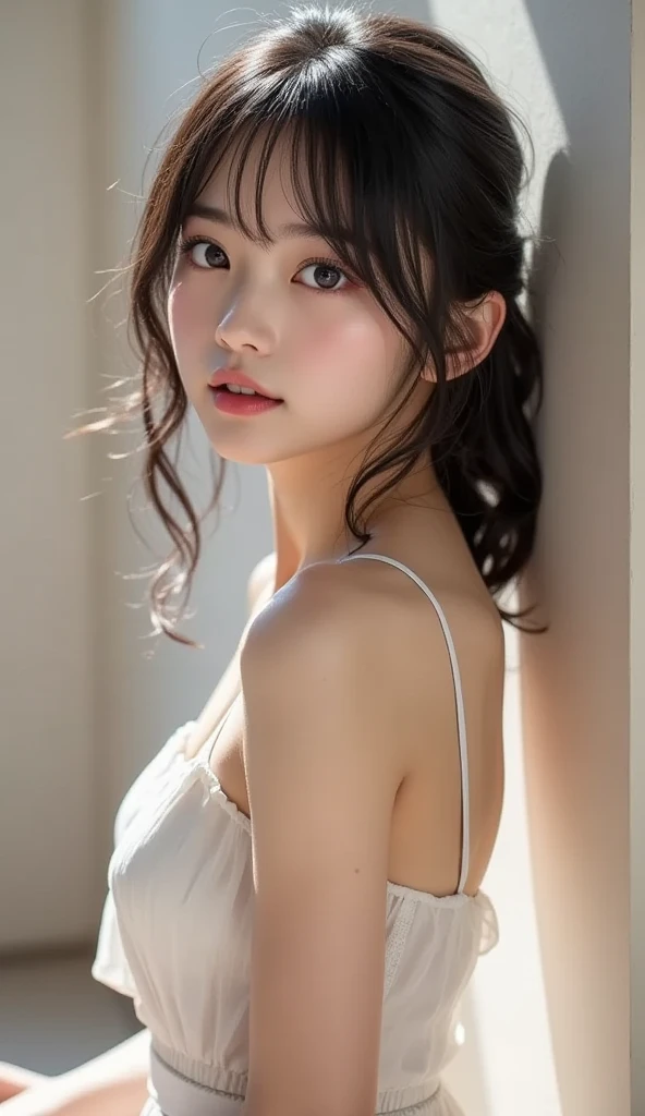 20-year-old, 8K, RAW Portrait (Japanese Girls), photo Realistic, Ultra-high resolution, Highest quality, Actual photo , dramatic, Atmospheric, Realistic,
One girl, a very beautiful Japanese Girls, Glamorous shot of a girl, Textured skin, , lips,
Big and beautiful eyes, , Beautifully detailed nose, Upper Body,Seaside,Big Breasts,
View your viewers, 