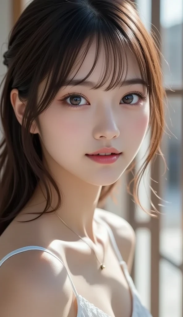 run-6500-v1.1, (RAW Photos:1.2), (Realistic), Beautiful detailed girl, Very detailed目と顔, Beautiful and beautiful eyes, Large file size, High resolution, Very detailed, highest quality, [masterpiece:1.6], Raise awareness, Very detailed, CG, finely, highest quality, 8k wallpaper, Cinema Lighting, 1 girl, 17 years old, Perfect figure, Beautifully shaped breasts】、Cute droopy eyes、Beautiful big eyes、【sexual excitement:1.6】、There&#39;The light in my eyes、short hair、Completely naked、Both breasts are visible、Beach、Dynamic pose、Grin、smile