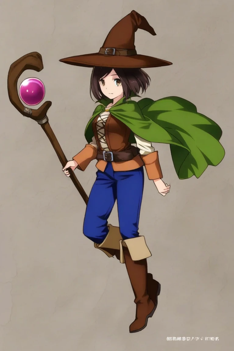 nsfw, 1girl, solo, loli, green dress, green skirt, orange scarf, white cloth from the waist down, green hat, purple eyes, Cute detailed face, ultra detail face, detailed lips, Slender Eyes, sharp eyes, sideways glance, boobs, hip, thick thighs, reddish brown hair, two braids, little girl, high quality, with a yellow key hanging from her waist