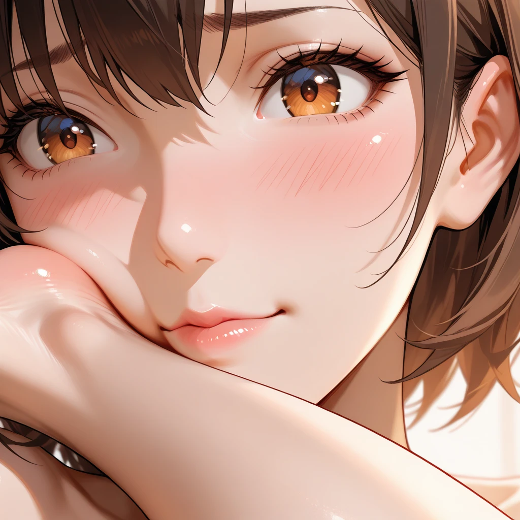 (Top quality masterpiece:1.2) Delicate illustrations, Very detailed, /Beautiful Japanese Woman、1 person,Very cute and slim、Excellent style 、((8K images、super high quality))、Very delicate face, Beautiful forehead、Bright red lipstick,(((((short hair、Light brown hair、Blonde hair))))),very cute、Kind eyes,((((lingerie、Lying on your back in bed))))、starry skies、Tokyo night view