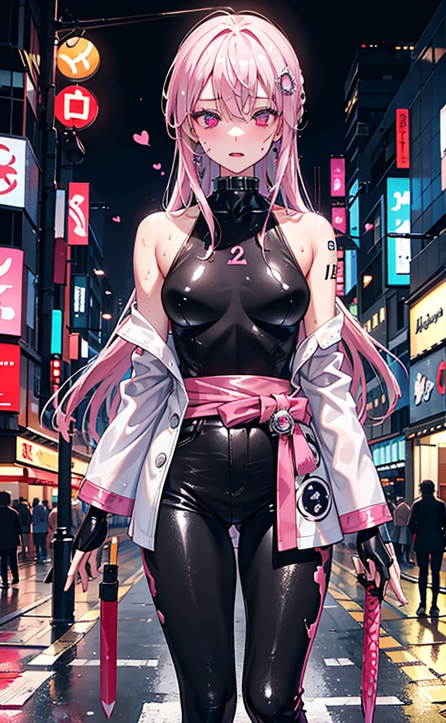 Alice, tightsuit,Handheld shopping bag,There are two or three sisters,cyber punk style, 11.This sentence 11,Neon Street,A wide variety of shops,Traditional shopping festivals,Live the life of Riley,k hd,4K, Blurred edges