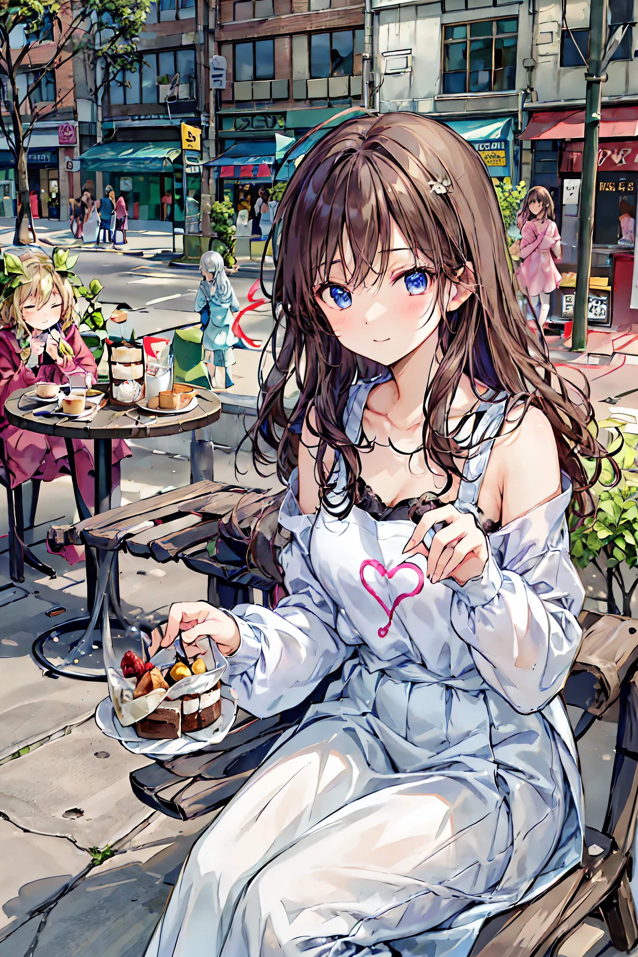 Smiling beautiful woman eating ice cream　City