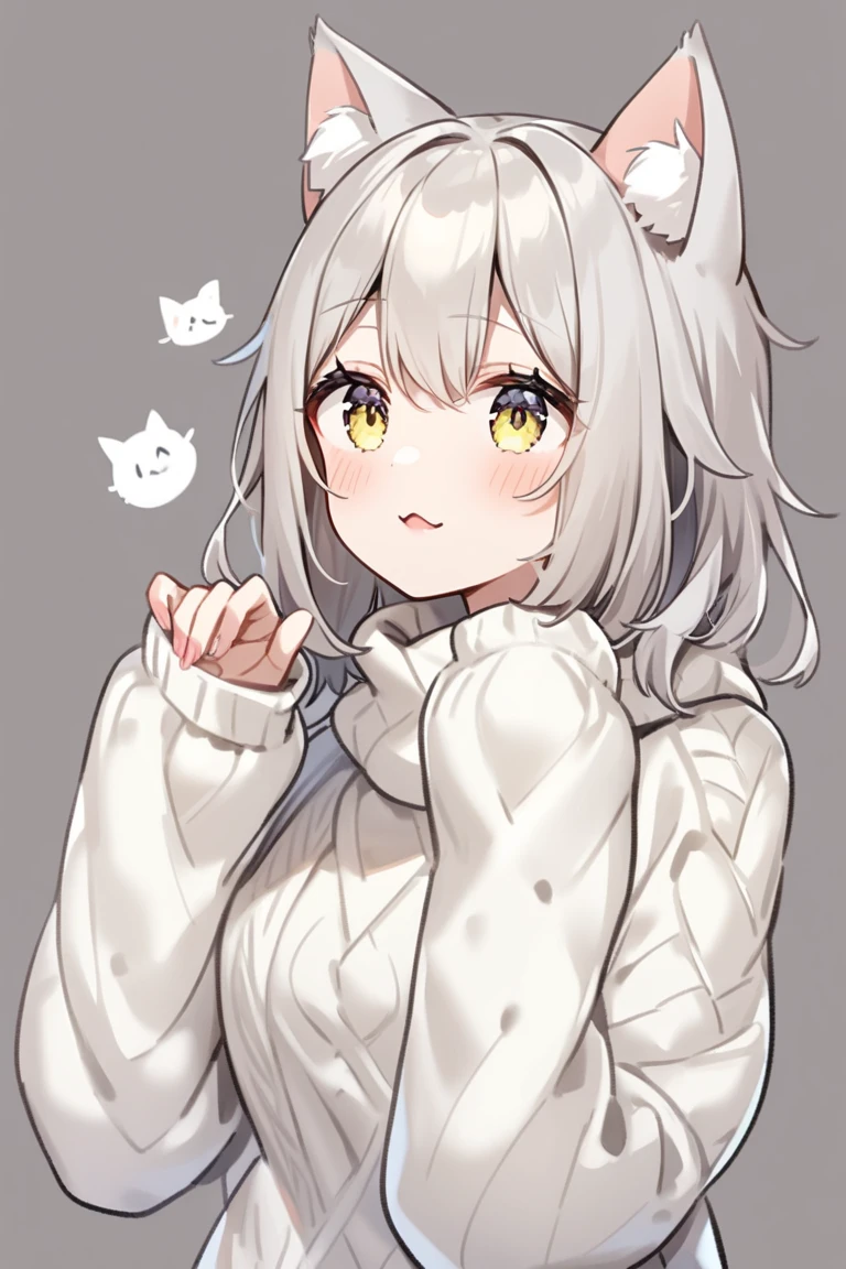 Cat Ears Dabby Knit Clothes, Beautiful, Cute, Fair Skin, White