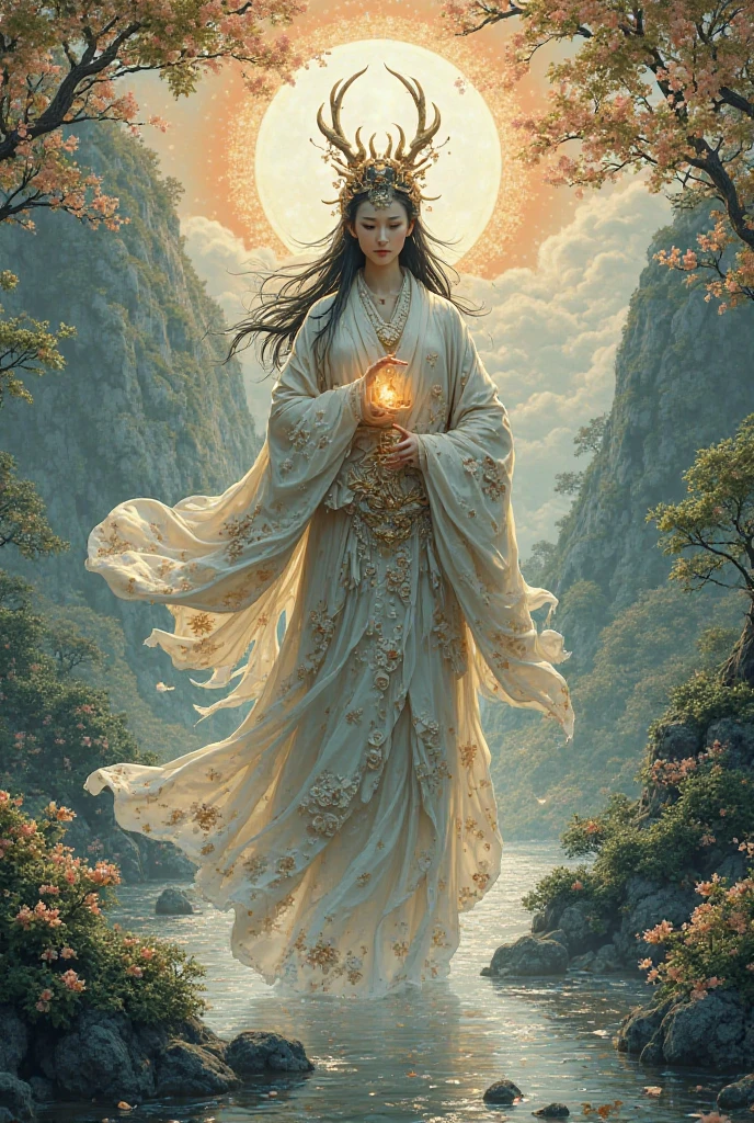 Kuan Yin on one side, of the other Dakini, Tantra, yoga, Reiki, universal energy, アニメ,shining sun