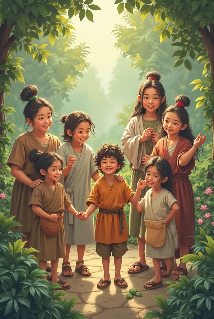 Dynamic Angle、In the jungle、grassland、Amazoness、Boys and Girls、Teenage girls、Short、Lower school boys and girls、Innocence、Pure、Dick、Pussy、Indian、Both eyes open、National costume、Ethnic Makeup、Brown skin、Small breasts、Nipples、forehead、looks fun、Half naked

