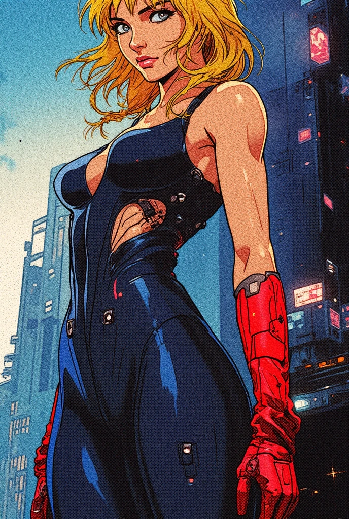 a digital painting of cosmic supergirl with long hair, cyberpunk art by Josan Gonzalez, winner of the contest behance, afrofuturism, synthwave, neon, shiny neon, thick thighs, thin waist, sensual, nsfw, little clothing, erotic art, anime, battle torn clothes, extremely sexualized, sweaty body, NSFW, big breasts, big ass, HD, 8k, High quality, details, perfect body, highlight body, Detail on perfect face, detail in background