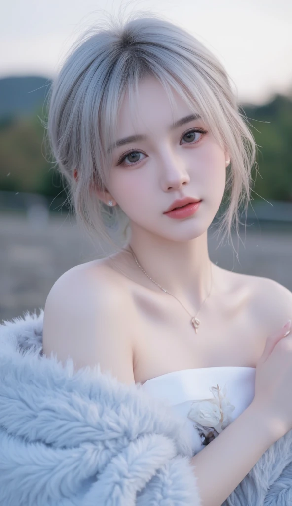 Highest quality, masterpiece, Ultra-high resolution, (Realistic: 1.4), RAW Photos, 1 Girl, Shiny skin, (Ultra-Realistic Details)), Portraiture, Global Illumination, Shadow, Octane Rendering, 8k, Ultra Sharp, big, South Korea details, Very intricate detail, Realistic Light, CGSoation Trend, Purple eyes, Glowing Eyes, To the camera, Neon Details,(Lighting on face:1.5)),((Delicately depicting the face:1.2)),((Silver hair color:1.4)),((Very short bob hair:1.2),(((Completely naked))),(((nsfw))),((Small breasts:1.5)),((Fair skin:1.5)),((Black Background:1.4)),(((nsfw)))