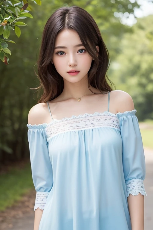One Girl、((smile:0.1))、pretty girl、Brown Hair、Baby Face、young、Delicate girl、Upper Body、Small breasts、Unreasonable precision、Very detailed、camisole、Completely flat、Honesty、Thin arms, Professional Lighting, Film Grain, chromatic aberration, (Eye and facial details:1.0), (Bokeh:1.1)、software:1.5)))、 highest quality, 8k, 14 years,