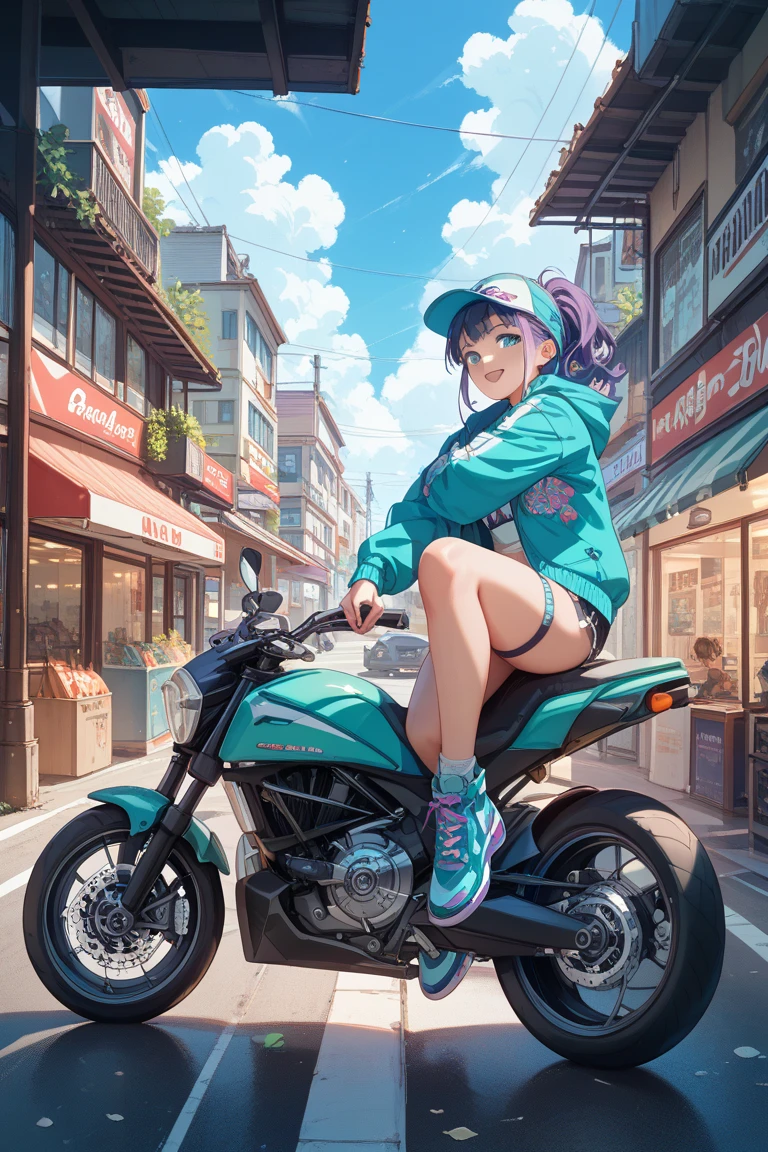 1female, solo, 21 years old，mature，plumw，extremely large bosom ，Pornographic exposure， solo，（Background with：stadium） She has short green hair，bobo head，(((green hair))), Station，seen from the front， hair straight， mostly cloudy sky，（（（tmasterpiece），（Very detailed CG unity 8K wallpaper），best qualtiy，cinmatic lighting，detailed back ground，beatiful detailed eyes，Bright green pupils，（Very fine and beautiful），（Beautiful and detailed eye description），ultra - detailed，tmasterpiece，）），facing at camera，A high resolution，ultra - detailed），revealing breasts，Bare genitals，  Bulge，legs are open，Raised sexy，Camel toes，Flushed complexion，Open-mouthed，frontage, racer, sitting next to the car, ((green race BMW))（Wearing：black jacket, Track and field suits，White pantyhose，Black and green color scheme）racer uniform armor, (((under boobs)))
