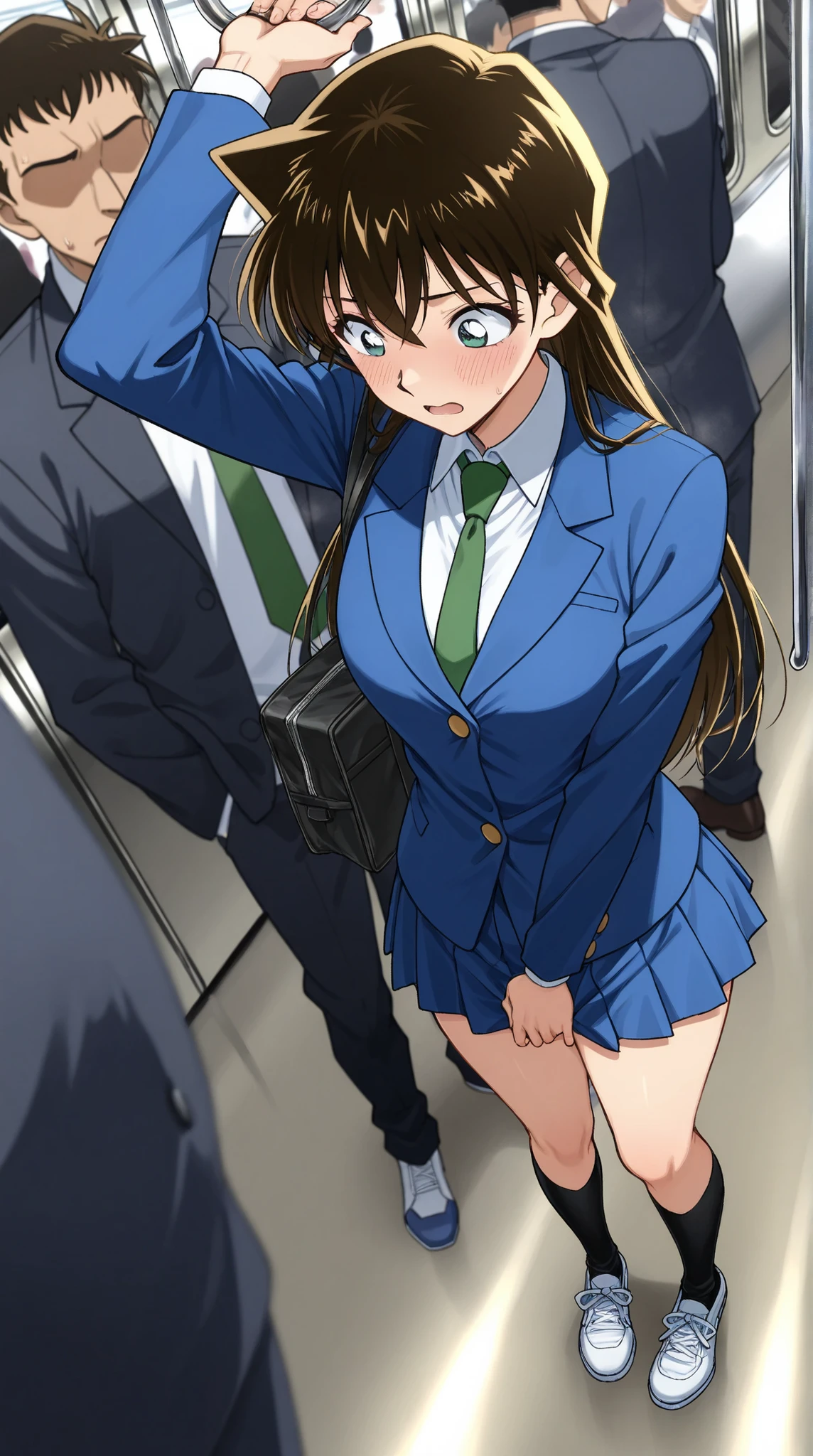 score_9, score_8_up, score_7_up,1 girl,Alone,unbelievable ,dylan,Detective Conan,black cock, blue eyes, long hair, chest, large chest, lens flare, medium chest,break,skirt, shirt, Long Sleeve, school uniform, jacket, white shirt, pleated skirt, tie, collared shirt, miniskirt, blue skirt, blazer from above the bar, blue jacket, green tie, white panties ,(彼女の手が学校のbagを強く持っている:1.2),break,standing,,is embarrassing, The derogatory expression of ,Derogatory, is dazzling,(to divert your gaze:1.3),(look down),break,cowboy shooting, from behind in the garden , ,break,3 people,( Faceless Man:1.3),(sexual abuser by a male :1.2),(mens standing around her:1.3),男性が彼女のchestを掴む, A man grabs her butt, men grab her crotch ,(顔の見えない男性のcrowd) 、score_9, score_8_ up, score_7_ up、
is embarrassing顔 、 eyelashes , green eyes , open lip、 sorry、 [Frightened、 Resist 、 streetcars、 crowd、Fully booked、 standing、 Sexual Assault Perpetrator 、 streetcars内、 4 fat ugly guys touching her butt , four fat ugly men touched her hips,skirtを掴んだ、 bag、
a hyper, seductive anime girl, amazing thighs、 ミニskirt、full body、 steam、 black knee socks 、 misaligned panタイ, he carefully raised his hands 、Great ass、 Great style 、1 personの女の子, Arm up, 1 person, {{{ A man places his hand on a girl's crotch }}}, in the train , Crowded, look embarrassed、skirtを着ている、光沢のあるskirt、 Sober Black Pants、 crowd、 Person who grabs a bra、 Touching a woman's back 、Beautiful anime high school girl who is hiding {x} My erect penis is touching her lower back 、1 person, {{{ A man places his hand on a girl's crotch }}}, Faceless Man、 can rub her erect penis against her butt、 SHE GETS AN ERECTION ON THE GIRL'S CROTCH 、 low angle 、1 person, {{{ A man places his hand on a girl's crotch }}}, in the train , Crowded、Crowded train, (many man standing behind girl )++, dynamic pose, Dynamic Hand Movements , ( Grabbing the butt)+++, 男性の腕が女性のchestをつかむ , (Frying hands), (Floating Hand), (Being grabbed from behind)、full body、 loafers without pants 、 ((Girl Shivering At Her Sexual Climax))、 high resolution、 青いskirt、 緑のtie、男性が女性のchestを揉む