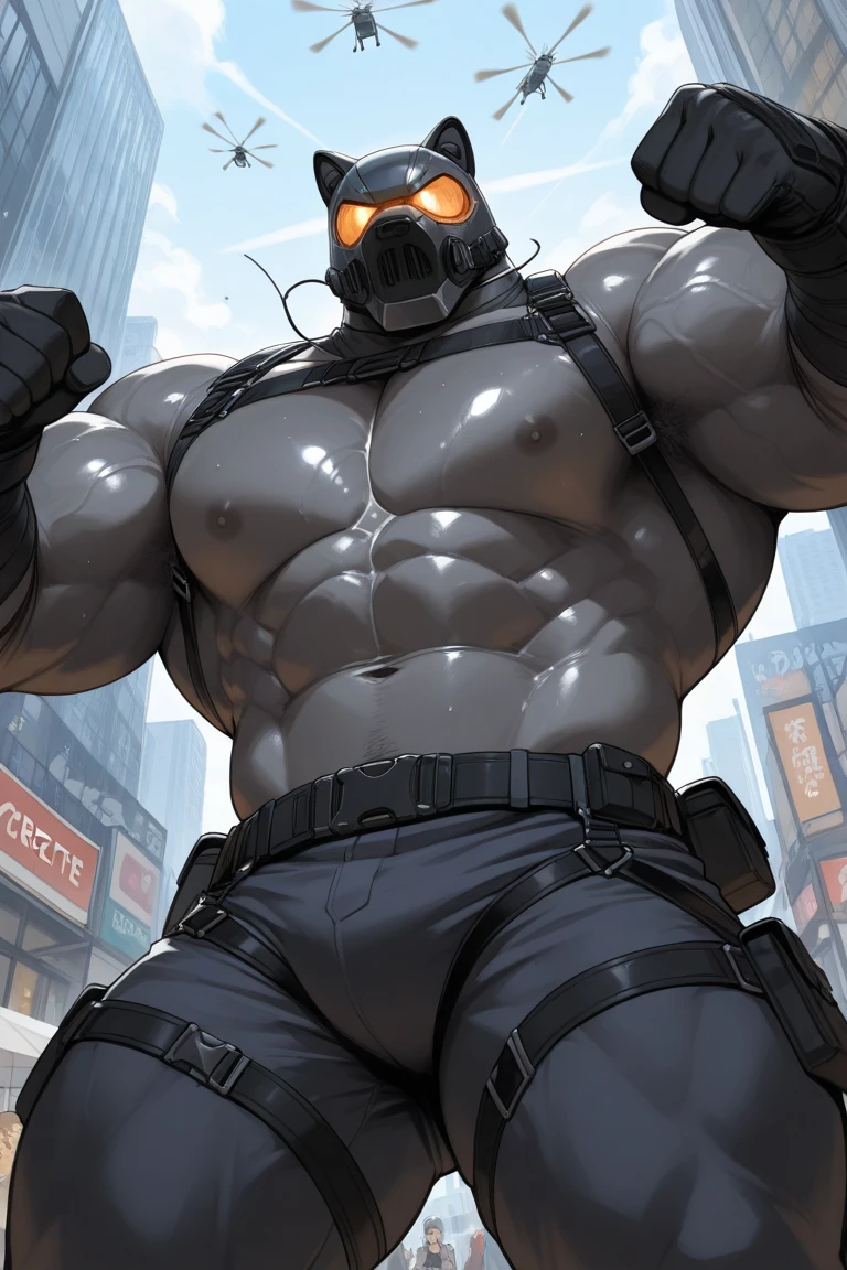 two male, (human body, muscular, full nude, only Glowing cyberpunk future helmet, only skinny Transparent fundoshi, covered semen,) realistic, light skinned, big huge bulge, hands behind head,