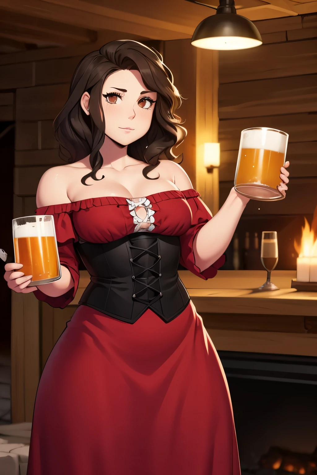 (wine glass in hand), cheerurgundy velvet off-shoulder dress), (stiletto heels), vampy nails, (Sultry smokey eyes, deep cleavage, stiletto heels,
BREAK,
((Cow pattern on body)), [dark skin], (ornate stockings with lace garterbelt),
BREAK, 
highly detailed face, expressive eyes, Professional Photography,
BREAK,
Girl Cow, ((short brown curly hair)), ((cow horns)), (cow ears), BREAK,
(((heterochromia eyes))), eyeliner, thick eyebrows, 
BREAK, 
(Huge breast:1.1), 
BREAK, 
(Charming red barn nestled in rolling hills), ((Twinkling fairy lights draped across the wooden beams)), (Rustic wooden barrels as makeshift tableurlap and lace decorations, (Hay bales scattered for seating), Smoky aroma of a BBQ feast filling the air, Line dancing under the open sky, Midnight bonfire with the crackling sounds and warmth, ((Firefly dance in the clear night)), Stars shining bright overhead, Laughter echoing through the countryside.