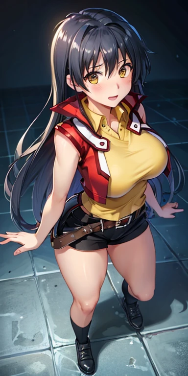 Pokémon、graduate School、AI Robot、AI Robot、AI Robot、solo、1 person、Dr. Ohrim、『Pokemon Scarlet Violet』、white clothes、white clothearried woman、muscular big breasted mature woman、muscular big breasted mature woman、ancient pokemon、paradox pokemon、orange crop top、cleavage、Orange shorts、bracelet、hair ornaments、necklace、wild、double teeth、kitchen、seasoning、愛読書・スカーレットブックを灯台のgraduate School、