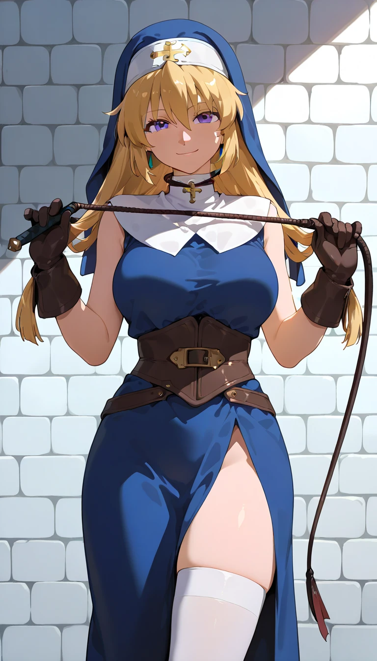Marcille Donato, sexy elf girl with blonde hair, slender body, small breast size, blue stockings, nude tits, red choker, nude female body