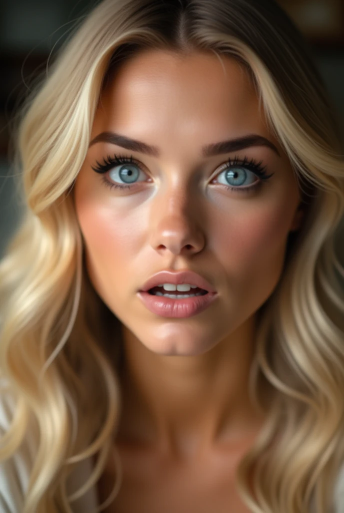 Arafer pleine femme, fille sexy aux yeux bleus, ultra réaliste, Méticuleusement détaillé, portrait de Sophie Mudd, cheveux blonds et grands yeux, Selfie d’une jeune femme, Yeux de chambre, Violet Myers, pas de maquillage, maquillage naturel, Regarder directement la caméra, Visage Artgram, maquillage subtil, Photo impressionnante de tout le corps agenouillé sur le lit, dans la chambre, Poitrine de taille moyenne et grande, permettre au visage d’être vu clairement, portrait.