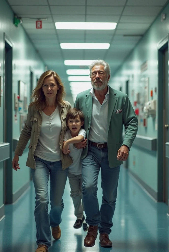 Make a Pixard-style poster of a white dad with dirty hair and his daughter with straight brown hair and a doctor's coat.