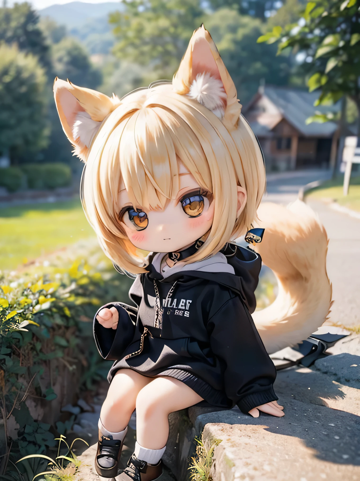 Shiba Inu girl rural scenery