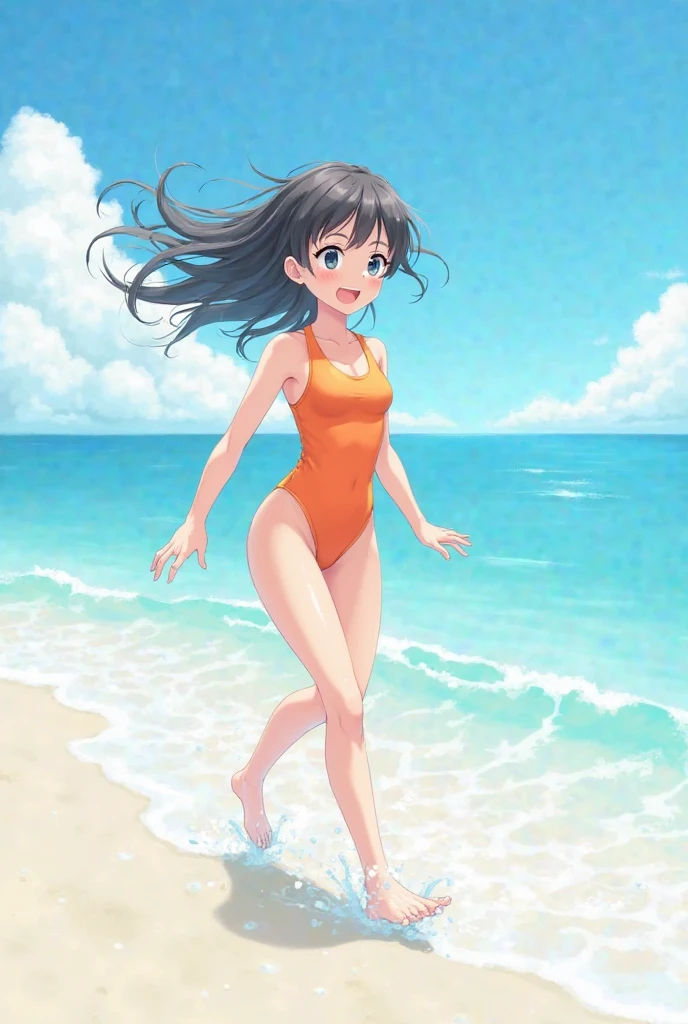 (masterpiece、highest quality、highest quality、official art、beautiful beautiful:1.2)、(1 girl:1.3)Hatsune Miku、twin tails,big breasts,In 8K、超A high resolution、highest quality、table top、(pretty big breasts、big ass:1.35)(Hide your chest and stomach、Deep blue and pearl white high leg swimsuit、asics one piece swimsuit:1.25)、(Stand with your legs wide apart and wide apart.、stand up、show your armpits:1.2)、long legs、expensive、small face、Beautiful girl high leg competitive swimsuit、beach with palm trees