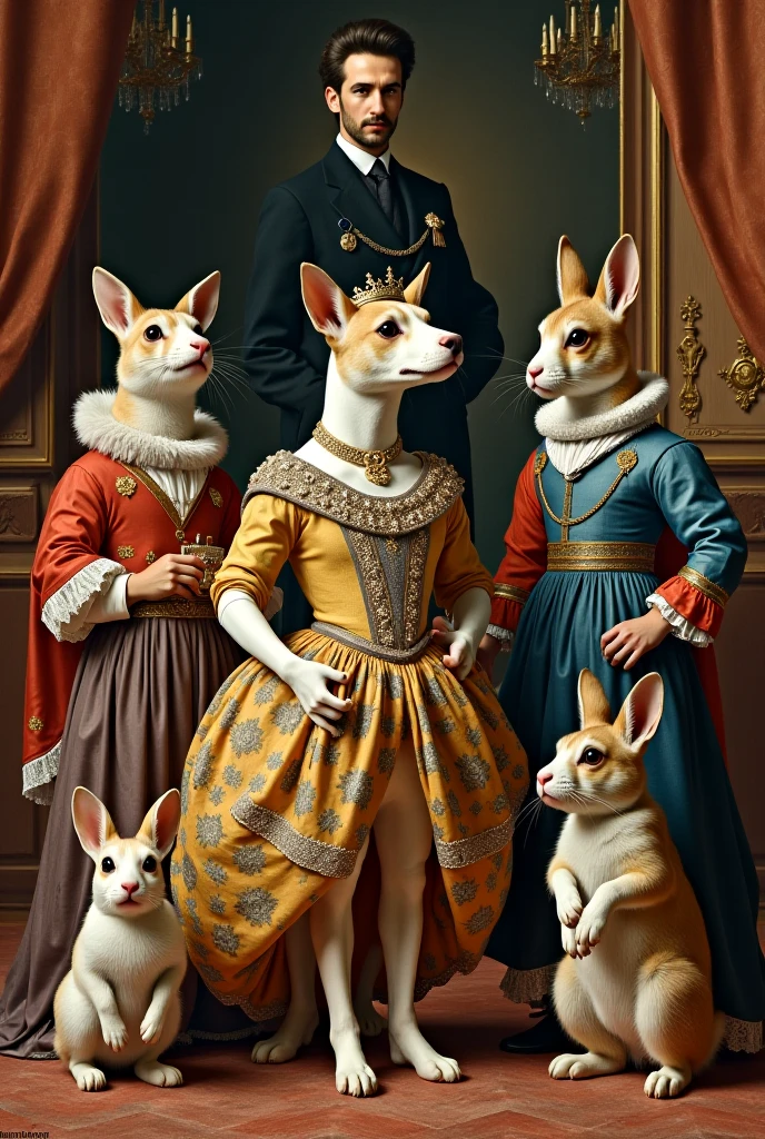 woman in orange dress standing next to a dalmatian dog, inspired by Giovanni Battista Tiepolo, inspired by Piero della Francesca, taken in 2 0 2 0, posing like a statue, michael angelo inspired, inspired by Kurt Wenner, with dogs, inspired by Giovanni Paolo Pannini, inspired by Piero di Cosimo, in front of a carved screen