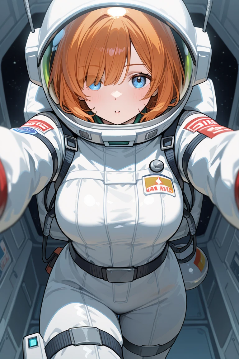 1 girl,Department_old,beautiful,Beautiful detailed eyes,shiny Hair,visible through Hair,Hairs between eyes, CCCPcartel, sovietposter,red monochrome,soviet poster, soviet,communism,
negro_Hair,red_eyes,Vampire,adolescent,poor chest,Space suit:Orange_Clothes_body:mono),White_gloves, White_space shoes, White_hull, the CCCP red letters on the top of hull, weightlessness, Side light, reflection, la persona con el Space suit está en la parte inferior izquierda del marco, The right hand is extended, the right hand gently touches the Salyut space station.), Space station in the upper right corner of the screen., reflected light from the sun., silver metal,red flag, brilliance,USSR style, diffuse reflection, metallic texture, The view is a blue Earth,Wick style,the sea of stars,request alto, Magnificent