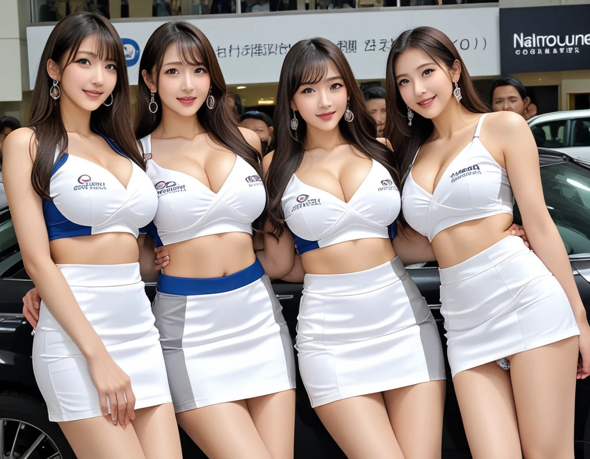 Realistic Rendering with UnGenuine Engine 5 , random pose, (Motors venue:3.0)、(Old man ejaculates on woman、 Women have big dildos   :1.0)、 circuit racing queen、With sponsor logo、Tight Blue and White Metallic Mini Skirt:2.0。(太ももまでのcircuit racing queenロングブーツ:2.0）、 earrings、 performance 、Perfectly beautiful、Balanced Face 、 beautiful face , (Tall and slim model body type:2.8, （ Big Breasts ：1.9）、( Vaginal Extension Dildos :2.0)、（Women have big dildos：2.5）( Amami Wing:1.8)(Representative works:1.2、best image quality)、(Genuine、photo-Genuineistic:1.4)、(delicate face、Genuineな肌の質感:1.1)、score_9、score_8_up 、score_7_up 、 source_explicit、 source_Genuineistic、break(masterpiece、Highest quality、photo-Genuineistic、 super detailed、Genuineな肌、Ultra high resolution oil、 RAW photo 、32K、very beautiful)、(   perfect anatomical   、anatomically accurate)、、Motor Show Event、break美しい日本人の女の子、18 years old、(  Motor Show Venue)、、、 standing、( Vaginal Expansion Dildos :2.0))、   man juice、滴り落ちる   man juice、from below、lots of guys are watching as spectators、　　Passengers are photographing women、natural light