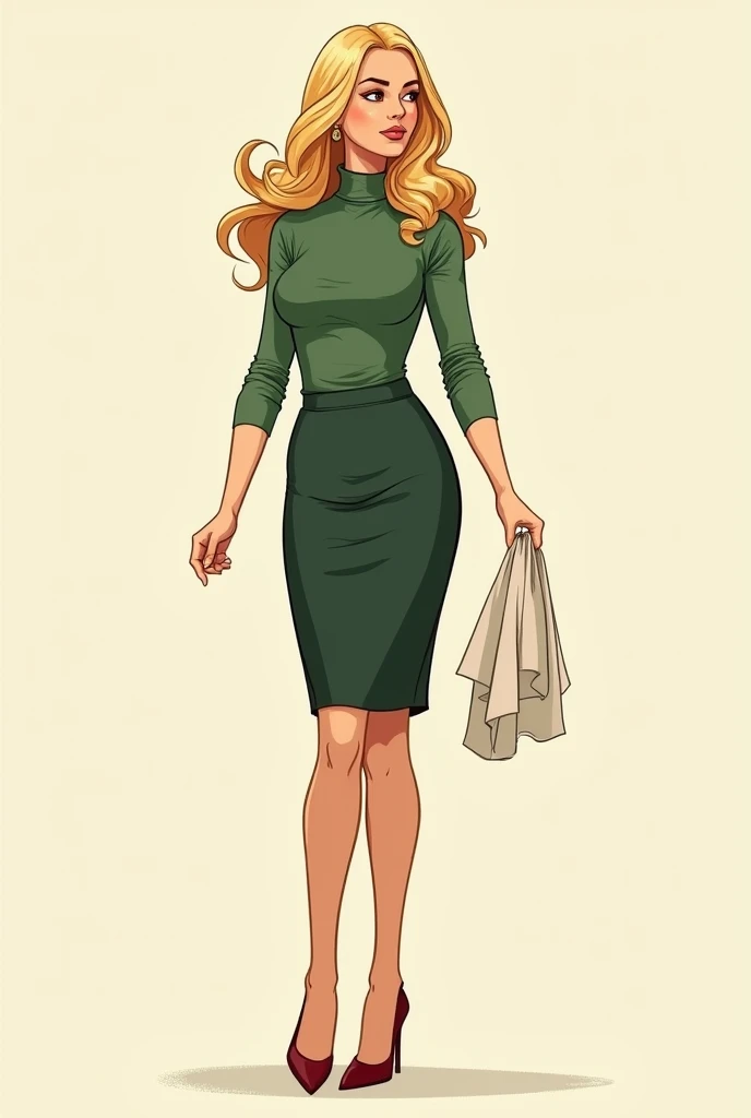 cartoon of a woman in a green dress and high heels, gwen stacy, cartoon concept art, highly detailed character design, stunning character art, in style of kyrill kotashev, fashion concept art, girl in a suit, digital art of an elegant, ross tran style, clean concept art, standing elegant pose, cartoon style illustration, beautiful full body concept art
