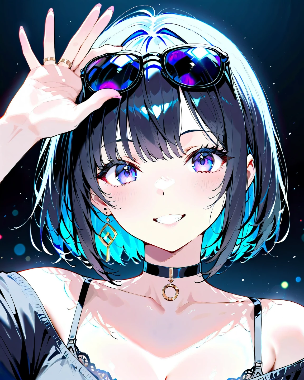 short hair, maroon eyes, multicolored hair, breasts, epic art, fantasy, breasts, solo, (shaded face:1.2), hollow eyes, looking at viewer, embarrassed, lips, makeup, maroon eyes, blush face, steaming face, clenched teeth, 1girl, long_hair, black_hair, solo, looking_at_viewer, window, water_drop, sky, cloud, indoors, day, blue_sky, choker, parted_lips, smile, lips, rain, glow effects, godrays, Hand drawn, render, 8k, octane render, cinema 4d, blender, dark, atmospheric 4k ultra detailed, cinematic, Sharp focus, big depth of field, Masterpiece, colors, 3d octane render, 4k, concept art, trending on artstation, hyperrealistic, Vivid colors, extremely detailed CG unity 8k wallpaper, trending on CGSociety, Intricate, High Detail, dramatic, anime coloring, anime screencap, steaming body, fog, heavy breathing,