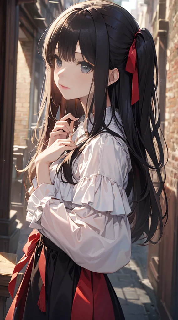 (masterpiece),(Highest quality)、Super Detail、super high resolution、16k、 one pretty girl、nffsw、ta、Looks like she&#39;s about 15、delicate facial features、((beautifully drawn dark brown hair))、 Romantic Long Hair 、twin tails、(big eyes、Light Brown Eyes)、 (((ruffled maid clothes))、((Fluffy Ruffled Mini Skirt))、((Pure White Silk Panties)))、 cover、embarrassed face、((big breasts))、