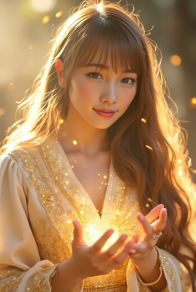 A graceful elf girl stands in a meadow, her delicate features illuminated by the soft light of the setting sun. Her long, flowing hair cascades down her back, adorned with intricate braids and adorned with sparkling jewels. This stunning painting captures the ethereal beauty of elves. Her slender figure in a silk dress sways in the soft meadow breeze. The artist's attention to detail is evident in the intricate patterns of her dress and the subtle highlights of her luminescence. skin. This breathtaking depiction of an elf girl exudes a sense of enchantment and transports the viewer to a magical world. The beautiful elf magician is awe-inspiring as she holds a magician's staff, uses fireball magic, and is about to defeat the Demon King with explosion magic., If you pull up your skirt, you can see your see-through panties and it will be embarrassing., (A superb exquisite Asuna Yuuki),(Asuna Yuuki:1.5), long hair, brown hair, streaked hair, brown eyes, star-shaped pupils, straight bangs, solo, nature, extremely delicate, straight facial features, peerless beautiful girl, soft, (sensual face), ((????? face)), dreamy quality, exaggerated facial features, solid color, frank holly, delicate face, bright lips, slender waist, soft curves, real light and shadow, super fine, 4k, natural moving, Ultra high resolution, (masterpiece:1.2, best quality), (finely detailed beautiful eyes: 1.2), (beautiful detailed face), detailed anime artwork, clean detailed anime art, detailed digital anime art, detailed anime art, beautiful anime portrait, beautiful anime girl, beautiful anime artwork, beautiful anime art, beautiful anime style, detailed portrait of anime girl, anime girl, beautiful anime, anime illustration,Medium ?????, slender body,unparalleled beauty ???? and very beautiful face、Super long silky shiny blonde hair、long swaying bangs、???? 15 years old、beautiful cute pearl eyes beautiful girl、Silky skin、Very big blue eyes,