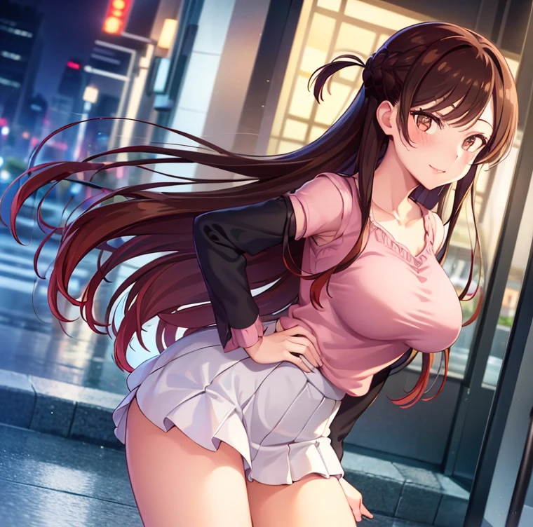 {Highest quality], [Super beautiful], [Ultra fine], [Best illustration], NSFW,Brown Hair, Hime cut, Long Hair, With bangs, girl,high school student,uniform,knit,skirt,smile, blush, Slender women, Adult women,Standing posture,(Public),Night Park,Summer festival,diagonal, Navy blue knee socks,Black Loafers、Stripes々
Panties、Panties in full view、From the back