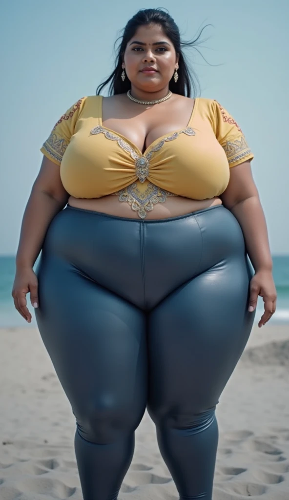 Raw, bestquality, masterpiece, Ultra-realistic, ultra-detailed, korean, chubby, beautiful plump body woman wearing a hijab, wearing a tight knitted tank top, no pants, exposing ass, stockings, big breasts, smiling sweetly, ultra details, standing at watery village, foggy weather 
