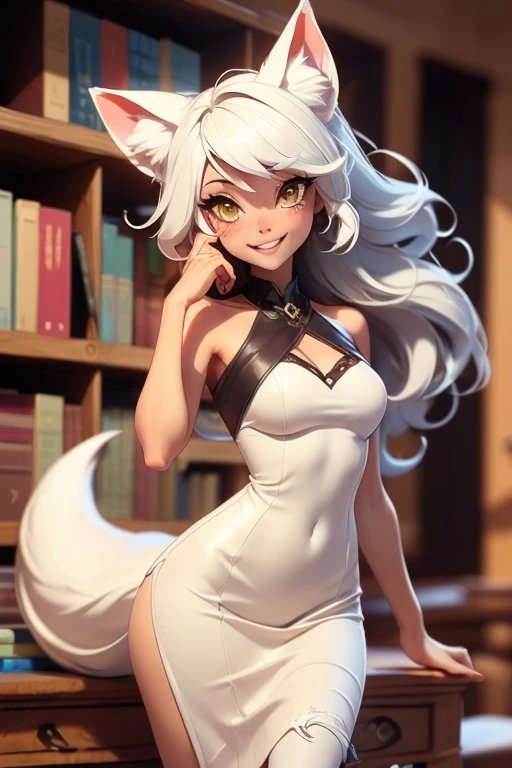 As if from a dream, furry female anthro, cat girl, standing, mature female, full body, white shirt, grey skirt, solo, (body fur:1.2), (best quality), (random background:1.2), smile, dramatic lighting, detailed fluffy fur, looking at viewer, detailed fluffy fur, long tail, long sexy rainbow hair, bimbo figure. Happy. Big eyes, detailed lips. She's in heat like a cat. Kardashian face with beautiful vivid makeup. 3d bright lights. She is the comic character "Omaha the cat dancer" like a movie poster for a romcom.