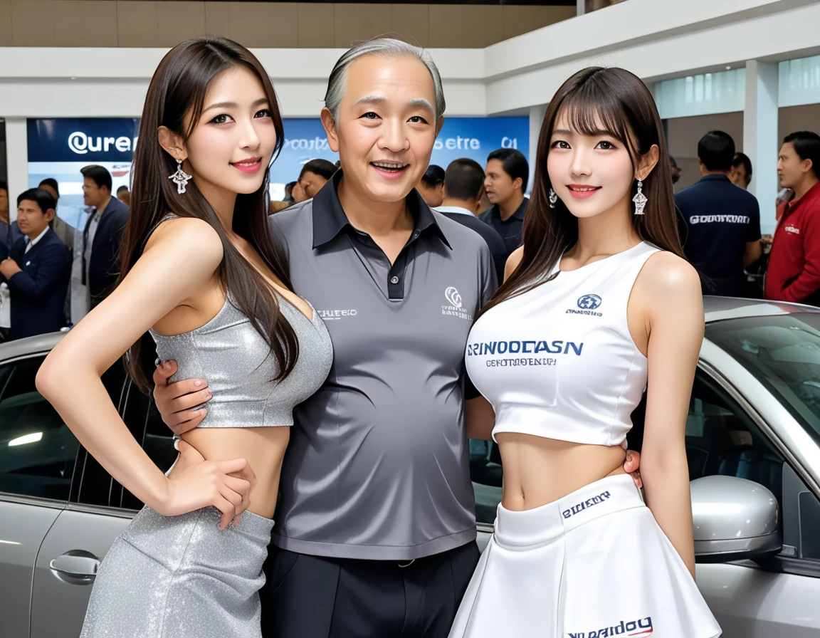 Realistic Rendering with UnGenuine Engine 5 , random pose, (Motors venue:3.0)、(Old man ejaculates on woman、 Women have big dildos   :1.4)、 circuit racing queen、With sponsor logo、Tight Blue and White Metallic Mini Skirt:2.0。(太ももまでのcircuit racing queenロングブーツ:2.0）、 earrings、 performance 、Perfectly beautiful、Balanced Face 、 beautiful face , (Tall and slim model body type:2.8, （ Big Breasts ：1.9）、( Vaginal Extension Dildos :2.0)、（Women have big dildos：2.5）( Amami Wing:1.8)(Representative works:1.2、best image quality)、(Genuine、photo-Genuineistic:1.4)、(delicate face、Genuineな肌の質感:1.1)、score_9、score_8_up 、score_7_up 、 source_explicit、 source_Genuineistic、break(masterpiece、Highest quality、photo-Genuineistic、 super detailed、Genuineな肌、Ultra high resolution oil、 RAW photo 、32K、very beautiful)、(   perfect anatomical   、anatomically accurate)、、Motor Show Event、break美しい日本人の女の子、18 years old、(  Motor Show Venue)、、、 standing、( Vaginal Expansion Dildos :2.0))、   man juice、滴り落ちる   man juice、from below、lots of guys are watching as spectators、　　Passengers are photographing women、natural light