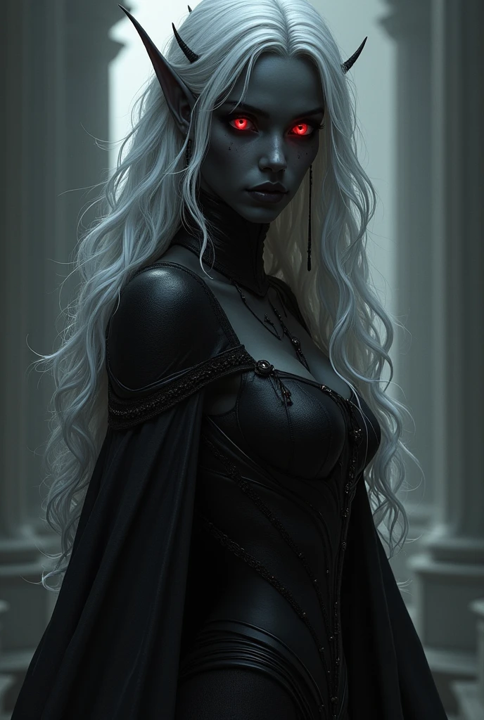 female demon with black base, hiding the face with a mask, silver mask with red eyes, covering the entire head, Beautiful shape, Long straight silver hair, and long, flowing black dress, galaxy background, octagram, shading effects, gradation magic effects, (Ultra detailed, Absolute resolution, Best quality:1.3), 2.5D, gentle and dynamic, art photography, hyperrealistic, CG graphics digital cartoon art