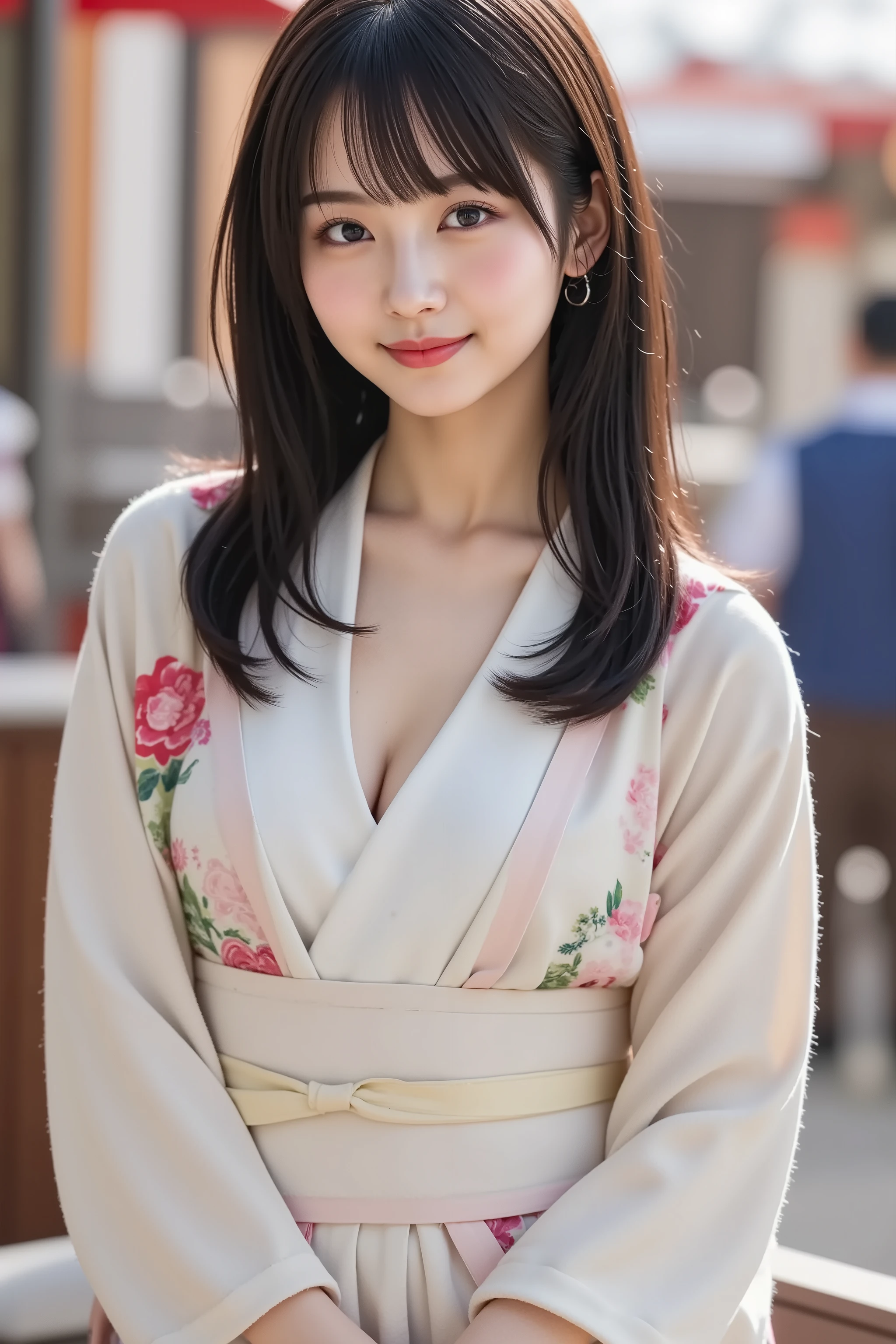 Araffe asian woman in a kimono dress posing for a picture - SeaArt AI