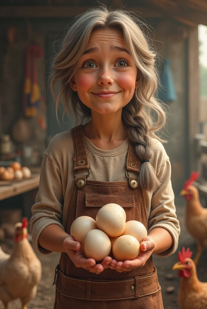 girl CHILD 10 years old, Russian blonde in braids, There are four pieces of esfiha.